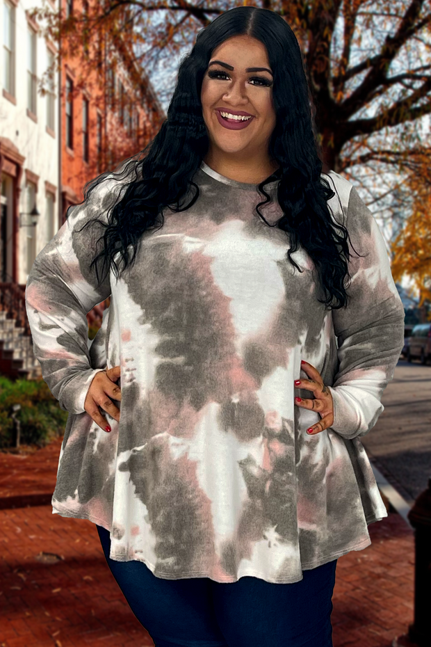 55 PLS-H {Name Of Love} Multi-Color Tie Dye Top EXTENDED PLUS SIZE 3X 4X 5X