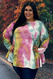 31 PLS-Z {Never Wanting} Pink Tie Dye Top EXTENDED PLUS SIZE 3X 4X 5X