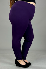 LEG-D {Pursuit Of Comfort} Purple Full Length Leggings EXTENDED PLUS SIZE 3X/5X