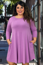 FLASH SALE!! 50 SQ-F (Simply Cute) Solid Lilac Tunic with Pockets 1X 2X 3X Plus Size