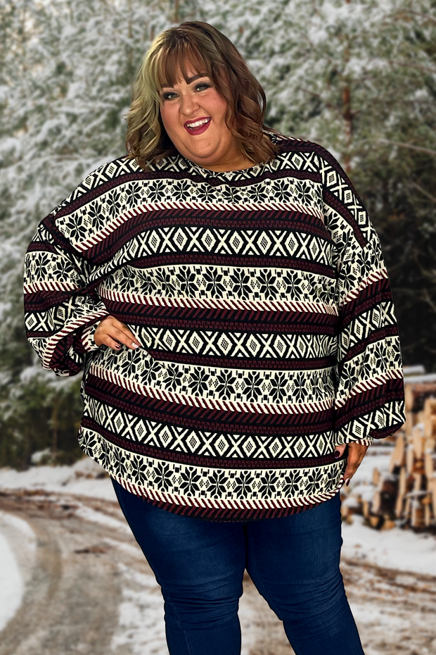 32 PLS-S {Snow Whispers} Black/Burgundy Top EXTENDED PLUS SIZE
