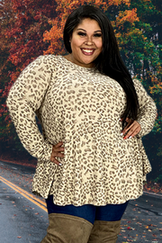 78 PLS-N {Without Hesitation} Taupe Leopard Print Top EXTENDED PLUS SIZE 3X 4X 5X