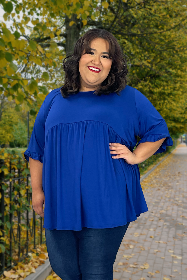 27 SQ-B {Best In Basic} Royal Blue Buttersoft Babydoll Tunic CURVY BRAND EXTENDED PLUS SIZE 4X 5X 6X
