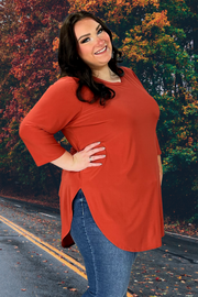 62 SQ-R {Chase The Idea} Rust Tunic W/ 3/4 Sleeves CURVY BRAND!!! EXTENDED PLUS SIZE 3X 4X 5X 6X