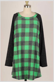 89 CP-G {Checkmate} Green/Black ***FLASH SALE***Plaid Top EXTENDED PLUS SIZE 4X 5X 6X