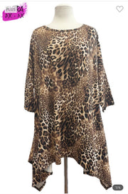71 PSS-B {Nothing More} Brown Leopard Top Sharkbite Hem EXTENDED PLUS SIZE 3X 4X 5X