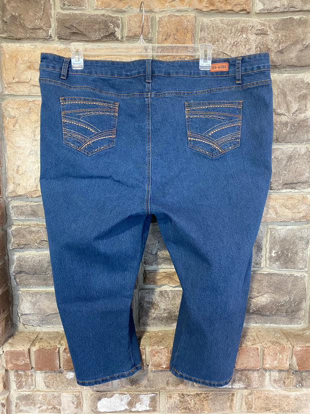 BT-X {Hangin' By A Thread} Medium Blue Crop Jeans w/Pocket Detail EXTENDED PLUS SIZE 24 26 28