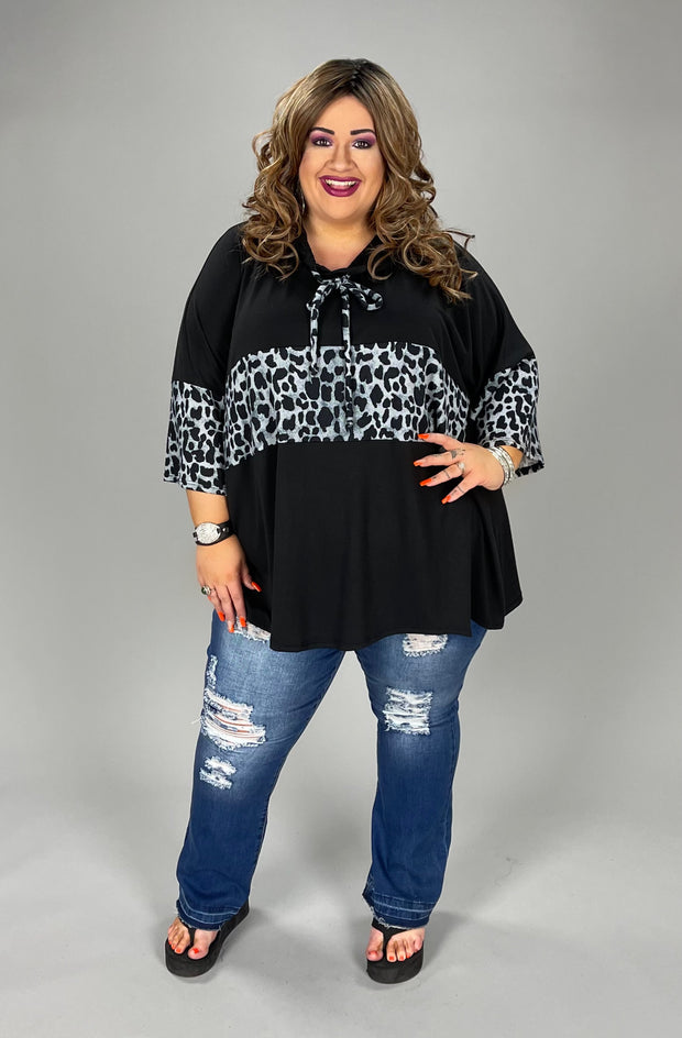 35 HD-A {All In Time} Black/Gray ***FLASH SALE*** Animal Print Hoodie EXTENDED PLUS SIZE 4X 5X 6X