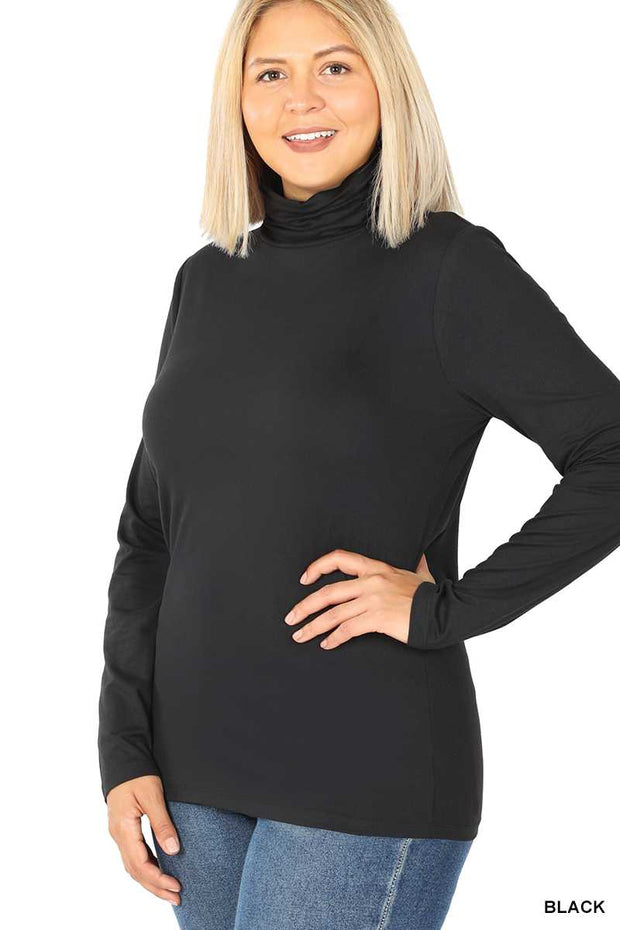 56 SLS-G {Best There Is} Black ***SALE***Gathered Turtleneck Top PLUS SIZE 1X 2X 3X