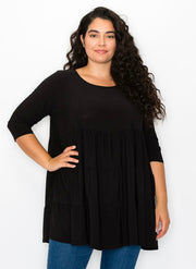 76 SQ-A {Brunch Party} Black Tiered Tunic PLUS SIZE 1X 2X 3X