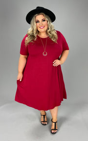 42 SSS-A {Classic Styling} Red Short Sleeve Dress EXTENDED PLUS SIZE 3X 4X 5X