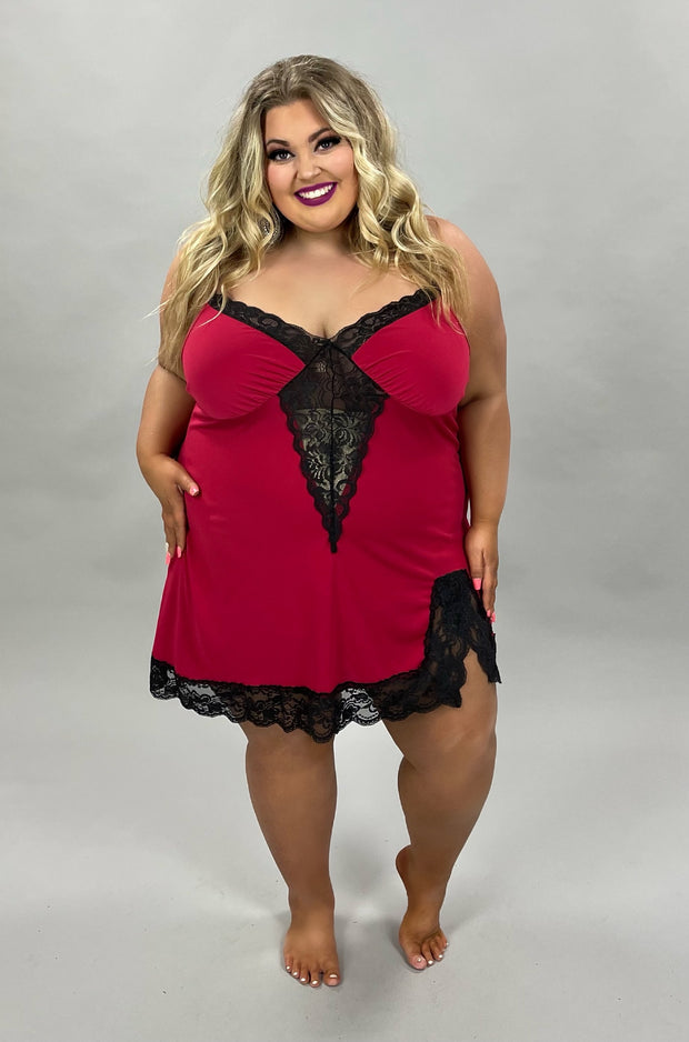 29 OR 99 SV-F {Perfectly Perfect} Red/Black Lace Trim Lingerie CURVY BRAND!!EXTENDED PLUS SIZE 1X 2X 3X 4X 5X 6X***FLASH SALE***