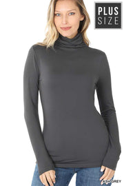 35 OR 56 SLS-F {Best There Is} Ash Gray Gathered Turtleneck Top PLUS SIZE 1X 2X 3