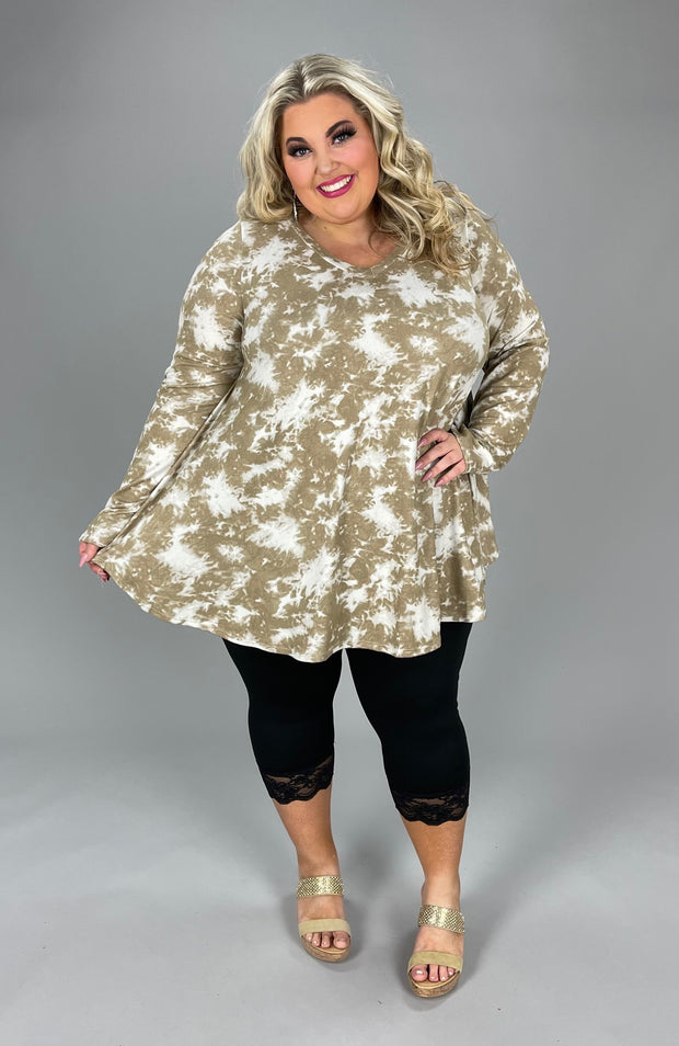 56 OR 34-PLS-M {Fall Traditions} ***FLASH SALE***Camel Tie Dye Tunic Extended Plus 3X 4X 5X