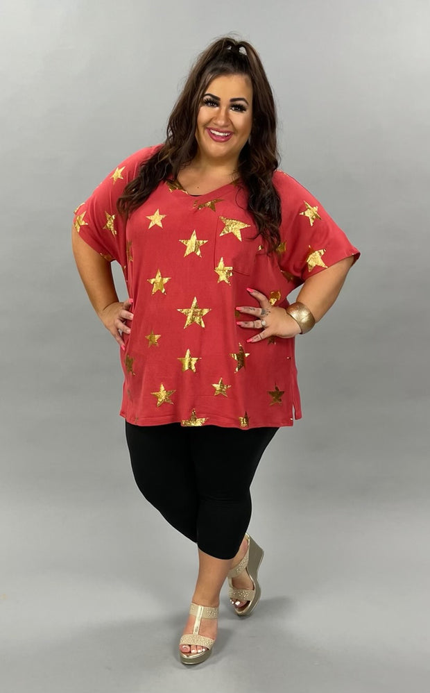61 PSS-C {Hollywood Superstar} SALE!! V-Neck Top with Front Pocket PLUS SIZE 1X 2X 3X