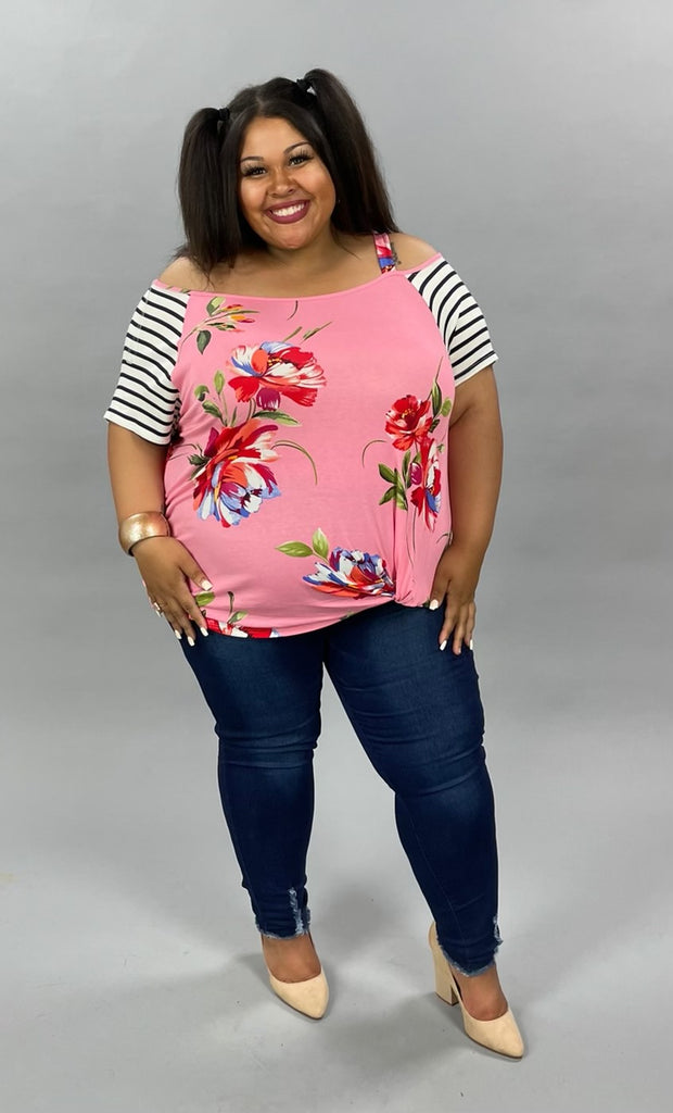 65 OS-Y {A Song About Love} PINK ***SALE*** Floral Off-Shoulder Top PLUS SIZE 1X 2X 3X