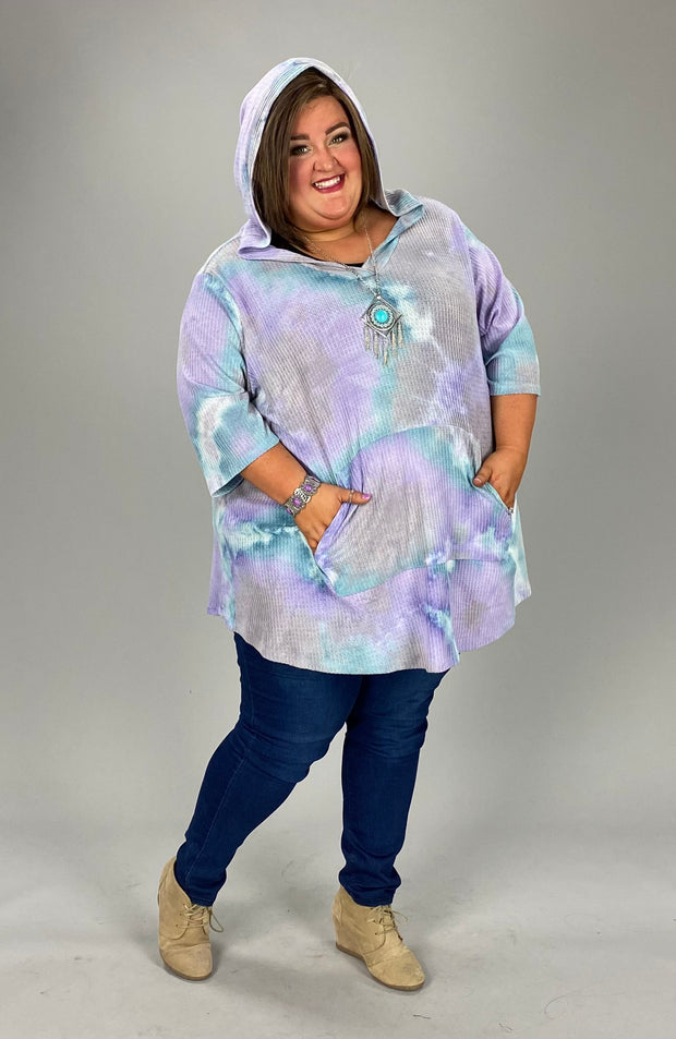 61 HD-A {Casually Yours} Multi-Color Waffle Knit Hoodie CURVY BRAND!!!  EXTENDED PLUS SIZE 3X 4X 5X 6X