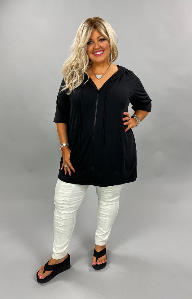 89 OT-A {Paint the Town} BLACK ***FLASH Sale! French Terry Hoodie CURVY BRAND!! EXTENDED PLUS SIZE 3X 4X 5X 6X