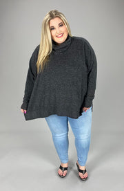 85 or 59 SLS-A {Reflections} Charcoal Oversized Turtleneck Top PLUS SIZE 1X 2X 3X***SALE***