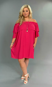 OS-i {Fine Lady} Fuchsia Off-Shoulder Cocktail with Lining SALE!