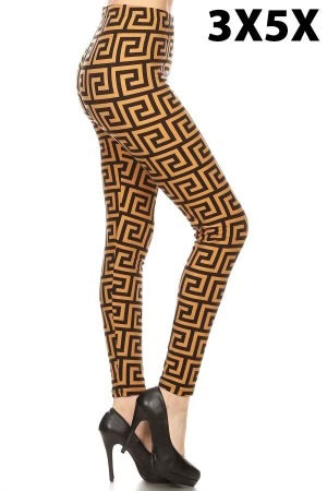 LEG 30{Clear To Move On} Mocha Meander Print Leggings EXTENDED PLUS SIZE 3X/5X