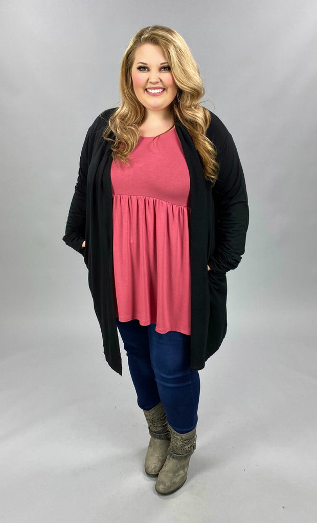 22 OT-A {Planned For This}  ***SALE***Black Cardigan PLUS SIZE XL 2X 3X