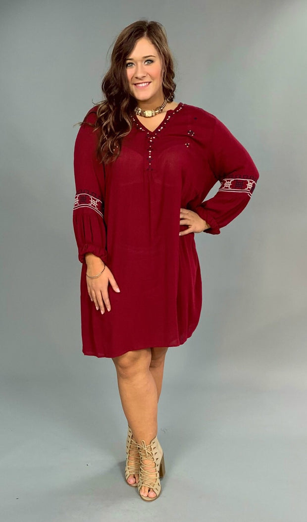 SD-V Burgundy ***FLASH SALE*** with Beaded & Embroidery Detail