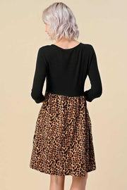82 CP-B {The Dramatic} Black/Leopard Print Dress PLUS SIZE 1X 2X 3X