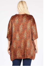 71 OT-D {Full of Confidence} SALE!! Tan Leopard Print Kimono Plus Size 1X 2X 3X