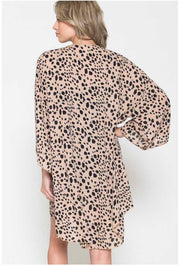 91 OT-I {Confident Lady} Mocha/Black Leopard Print Kimono PLUS SIZE 1X 2X 3X