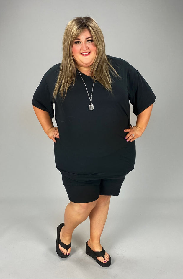 32 SET-B {Relaxing At Midnight} Solid Black Loungewear Set EXTENDED PLUS SIZE 3X 4X 5X