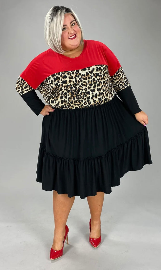 30 CP-A {Curvy Bound} Black/Leopard Tiered Dress CURVY BRAND!!! EXTENDED PLUS SIZE 4X 5X 6X