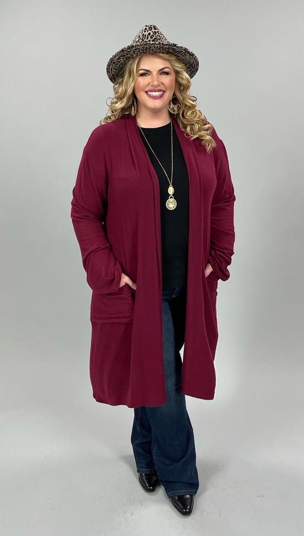 52 OR 37 OT-D {The Little Things} Burgundy Cardigan EXTENDED PLUS SIZE 3X 4X 5X