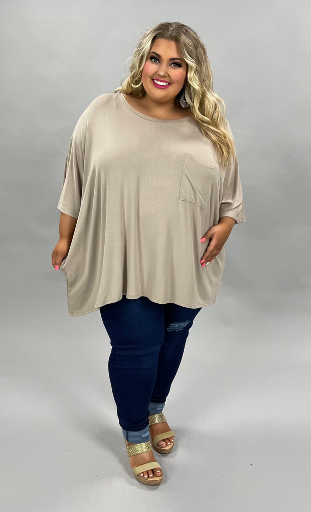 27 SSS-A {Basically Perfect} Sand Beige Pocket Top PLUS SIZE 1X 2X 3X
