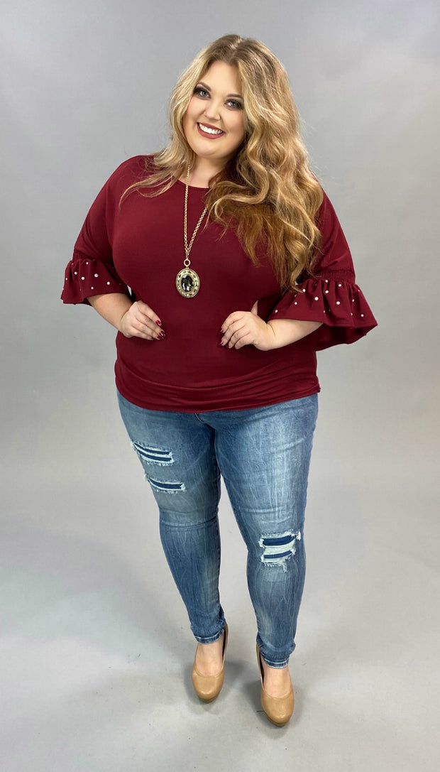 SD-W {Glam It Up} Maroon  ***FLASH SALE***with Pearl Detailed Sleeves