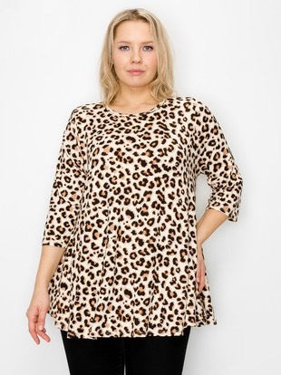 85 PQ-O {Lift You Up} Leopard Print Top EXTENDED PLUS SIZE 3X 4X 5X