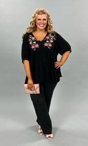 73 CP-E {One Thing Right} UMGEE Black***SALE*** Tunic W/Embroidery Plus Size XL 1X 2X
