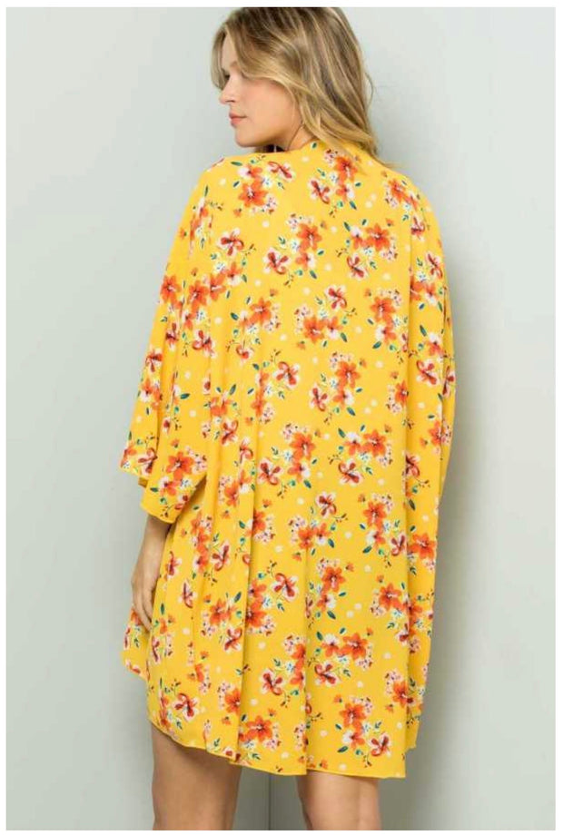 65 OT-F {Flowers In Sunshine} Yellow Floral Printed Cardigan PLUS SIZE***SALE***