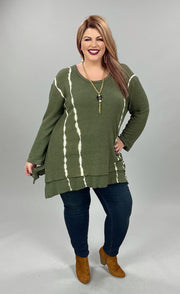 31 PLS-E {Suits You Well} ***FLASH SALE***Moss Green Waffle Knit Top PLUS SIZE 1X 2X 3X