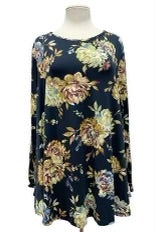 20 PLS-B {Only Memories} Navy Floral Print Top EXTENDED PLUS SIZE 3X 4X 5X