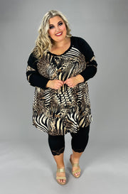 31 CP-A {Feels Like A Win}***SALE*** Brown/Black Animal Print Tunic EXTENDED PLUS SIZE 4X 5X 6X