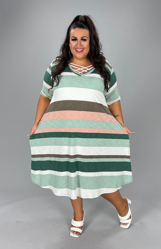 30 PSS-E {Stripes of Perfection} Multi Color Stripe Dress EXTENDED PLUS 3X 4X 5X