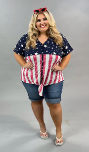 66 CP-I {Betsy Ross Inspired} SALE! U.S. Flag Print Top PLUS SIZE 1X 2X 3X