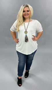 SD-M (Always Pretty) SALE!! Ivory Tunic With Double Ruffle Lace Sleeves PLUS SIZE 1X 2X 3X