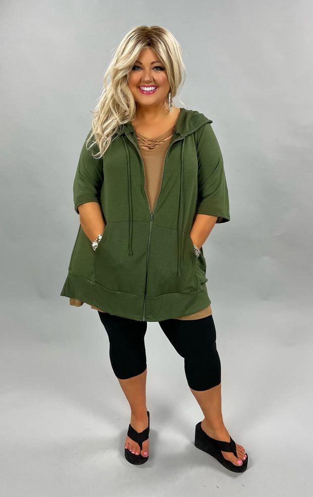 89 OT-F {Paint the Town} OLIVE ***FLASH Sale! French Terry Hoodie CURVY BRAND!!  EXTENDED PLUS SIZE 3X 4X 5X 6X