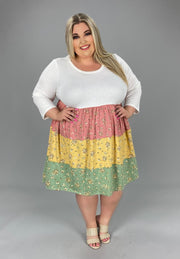 20 CP-C {Layered Beauty} Ivory Tiered Floral Dress PLUS 1X, 2X, 3X