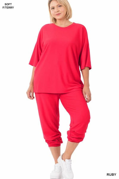 30 OR 89 SET-C {Best Of Both Worlds} Ruby Red Loungewear Set PLUS SET 1X 2X 3X