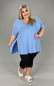 19 SSS-B {Feeling Carefree} SPRING ***Sale***BLUE Solid Top PLUS 1X, 2X, 3X