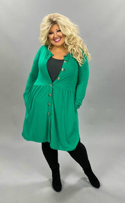 22 SLS-O {This Is Why}  ***FLASH SALE***Green Button Detail Tunic PLUS SIZE XL 2X 3X