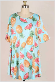 88 PSS-B {Summer Visions} Mint Fruit ***FLASH SALE***Print Top EXTENDED PLUS SIZE 3X 4X 5X